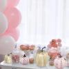 14 pcs Assorted Harvest Artificial White and Pink Pumpkins Decorative Pumpkins Faux Foam Pumpkins for Farmhouse Fall Halloween Harvest Wedding Baby Shower Tabletop Centerpiece Mantel Kitchen Decor(Gold Brushed White and Pink)