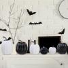 14 pcs Assorted Harvest Artificial White and Pink Pumpkins Decorative Pumpkins Faux Foam Pumpkins for Farmhouse Fall Halloween Harvest Wedding Baby Shower Tabletop Centerpiece Mantel Kitchen Decor(White and Black)