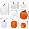 14 pcs Assorted Harvest Artificial White and Pink Pumpkins Decorative Pumpkins Faux Foam Pumpkins for Farmhouse Fall Halloween Harvest Wedding Baby Shower Tabletop Centerpiece Mantel Kitchen Decor(Orange and White)