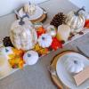 14 pcs Assorted Harvest Artificial White and Pink Pumpkins Decorative Pumpkins Faux Foam Pumpkins for Farmhouse Fall Halloween Harvest Wedding Baby Shower Tabletop Centerpiece Mantel Kitchen Decor(White and Gold Brushed White)