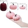9 Pcs Assorted Small Frosted Artificial Pumpkins Rustic Harvest Decorative Pumpkins Foam Pumpkins in Pastel Orange Green White for Fall Halloween Thanksgiving Table Centerpiece Mantel Kitchen Decor(Pink)
