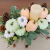 9 Pcs Assorted Small Frosted Artificial Pumpkins Rustic Harvest Decorative Pumpkins Foam Pumpkins in Pastel Orange Green White for Fall Halloween Thanksgiving Table Centerpiece Mantel Kitchen Decor(Teal Green)