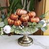 BESTTOYHOME 12 Pcs Assorted Small Light Pink Pumpkins – Elegant Pastel Pink Faux Decorative Pumpkins for Fall, Halloween, Thanksgiving, Wedding, Baby Shower(Bronze)