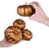 BESTTOYHOME 12 Pcs Assorted Small Light Pink Pumpkins – Elegant Pastel Pink Faux Decorative Pumpkins for Fall, Halloween, Thanksgiving, Wedding, Baby Shower(Bronze)