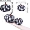 BESTTOYHOME 12 Pcs Assorted Small Light Pink Pumpkins – Elegant Pastel Pink Faux Decorative Pumpkins for Fall, Halloween, Thanksgiving, Wedding, Baby Shower(Black & White Plaid)