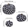 Package of 3 Assorted Burlap Pumpkins Fabric Pumpkins Buffalo Plaid Pumpkins Gingham Fabric Pumpkins Fall Thanksgiving Halloween Seasonal Holiday Farmhouse Tabletop Decoration