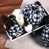 Package of 3 Assorted Burlap Pumpkins Fabric Pumpkins Buffalo Plaid Pumpkins Gingham Fabric Pumpkins Fall Thanksgiving Halloween Seasonal Holiday Farmhouse Tabletop Decoration