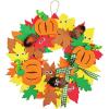 Supla 12 Kits 3D Pumpkin Fall Leaf Wreath Craft Kit DIY Thanksgiving Wreath with Maple Leaves Acorns Bows Wiggle Eyes for Kids Crafts Fall Thanksgiving Halloween Seasonal Decoration