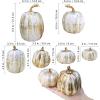 Winlyn 10 Pcs Assorted Navy Blue Artificial Pumpkins Dark Blue Pumpkins Decorative Pumpkins Faux Foam Pumpkins for Fall Farmhouse Thanksgiving Halloween Table Centerpiece Kitchen Table Mantel Décor(Gold Brush White)