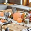 Winlyn 10 Pcs Assorted Navy Blue Artificial Pumpkins Dark Blue Pumpkins Decorative Pumpkins Faux Foam Pumpkins for Fall Farmhouse Thanksgiving Halloween Table Centerpiece Kitchen Table Mantel Décor(Light Orange)