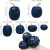 Winlyn 10 Pcs Assorted Navy Blue Artificial Pumpkins Dark Blue Pumpkins Decorative Pumpkins Faux Foam Pumpkins for Fall Farmhouse Thanksgiving Halloween Table Centerpiece Kitchen Table Mantel Décor(Dark Blue)