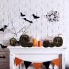 Winlyn 10 Pcs Assorted Navy Blue Artificial Pumpkins Dark Blue Pumpkins Decorative Pumpkins Faux Foam Pumpkins for Fall Farmhouse Thanksgiving Halloween Table Centerpiece Kitchen Table Mantel Décor(Gold Brush Black)