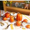 Winlyn 10 Pcs Assorted Navy Blue Artificial Pumpkins Dark Blue Pumpkins Decorative Pumpkins Faux Foam Pumpkins for Fall Farmhouse Thanksgiving Halloween Table Centerpiece Kitchen Table Mantel Décor(Dark Orange)