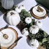 Winlyn 10 Pcs Assorted Navy Blue Artificial Pumpkins Dark Blue Pumpkins Decorative Pumpkins Faux Foam Pumpkins for Fall Farmhouse Thanksgiving Halloween Table Centerpiece Kitchen Table Mantel Décor(White)
