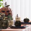 Winlyn 10 Pcs Assorted Navy Blue Artificial Pumpkins Dark Blue Pumpkins Decorative Pumpkins Faux Foam Pumpkins for Fall Farmhouse Thanksgiving Halloween Table Centerpiece Kitchen Table Mantel Décor(Gold Brush Black)