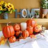 Winlyn 10 Pcs Assorted Navy Blue Artificial Pumpkins Dark Blue Pumpkins Decorative Pumpkins Faux Foam Pumpkins for Fall Farmhouse Thanksgiving Halloween Table Centerpiece Kitchen Table Mantel Décor(Dark Orange)