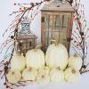 Winlyn 10 Pcs Assorted Navy Blue Artificial Pumpkins Dark Blue Pumpkins Decorative Pumpkins Faux Foam Pumpkins for Fall Farmhouse Thanksgiving Halloween Table Centerpiece Kitchen Table Mantel Décor(Cream)