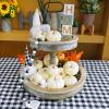 Winlyn 12 Pcs Assorted Orange Harvest Artificial Pumpkins Small Decorative Fall Pumpkins Dark Orange Faux Foam Pumpkins for Halloween Thanksgiving Autumn Wedding Decor Bowl Display Wreath Centerpiece(Cream)
