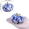 Winlyn 12 Pcs Assorted Small Faux Velvet Pumpkins Decorative Teal Blue Green Turquoise Fabric Foam Pumpkins 3″ for Farmhouse Fall Wedding Halloween Thanksgiving Table Centerpiece Mantel Decor(Blue and White)