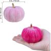 Winlyn 12 Pcs Assorted Small Faux Velvet Pumpkins Decorative Teal Blue Green Turquoise Fabric Foam Pumpkins 3″ for Farmhouse Fall Wedding Halloween Thanksgiving Table Centerpiece Mantel Decor(Pink)