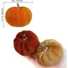 Winlyn 12 Pcs Assorted Small Faux Velvet Pumpkins Decorative Teal Blue Green Turquoise Fabric Foam Pumpkins 3″ for Farmhouse Fall Wedding Halloween Thanksgiving Table Centerpiece Mantel Decor(Orange Brown)