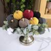 Winlyn 12 Pcs Assorted Small Faux Velvet Pumpkins Decorative Teal Blue Green Turquoise Fabric Foam Pumpkins 3″ for Farmhouse Fall Wedding Halloween Thanksgiving Table Centerpiece Mantel Decor(Multi Colors)