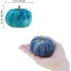 Winlyn 12 Pcs Assorted Small Faux Velvet Pumpkins Decorative Teal Blue Green Turquoise Fabric Foam Pumpkins 3″ for Farmhouse Fall Wedding Halloween Thanksgiving Table Centerpiece Mantel Decor(Blue)