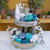 Winlyn 12 Pcs Assorted Small Faux Velvet Pumpkins Decorative Teal Blue Green Turquoise Fabric Foam Pumpkins 3″ for Farmhouse Fall Wedding Halloween Thanksgiving Table Centerpiece Mantel Decor(Blue)