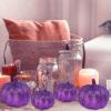 Winlyn 12 Pcs Champagne Glitter Artificial Pumpkins Small Decorative Pumpkins Harvest Pumpkins Foam Pumpkins for Fall Autumn Wedding Baby Shower Thanksgiving Halloween Holiday Party Mantel Table Décor(Purple)