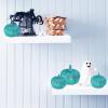 Winlyn 12 Pcs Champagne Glitter Artificial Pumpkins Small Decorative Pumpkins Harvest Pumpkins Foam Pumpkins for Fall Autumn Wedding Baby Shower Thanksgiving Halloween Holiday Party Mantel Table Décor(Teal)