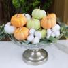Winlyn 12 Pcs Small Artificial Pink Faux Pumpkins Decorative Foam Pumpkins for Fall Wedding Halloween Thanksgiving Baby Shower Table Centerpiece Farmhouse Mantel Decor(Green & Orange & White)