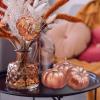 Winlyn 12 Pcs Small Artificial Pink Faux Pumpkins Decorative Foam Pumpkins for Fall Wedding Halloween Thanksgiving Baby Shower Table Centerpiece Farmhouse Mantel Decor(Rose Gold)