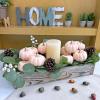 Winlyn 12 Pcs Small Artificial Pink Faux Pumpkins Decorative Foam Pumpkins for Fall Wedding Halloween Thanksgiving Baby Shower Table Centerpiece Farmhouse Mantel Decor(Light Pink)
