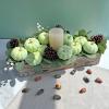 Winlyn 12 Pcs Small Artificial Pink Faux Pumpkins Decorative Foam Pumpkins for Fall Wedding Halloween Thanksgiving Baby Shower Table Centerpiece Farmhouse Mantel Decor(Light Green)