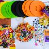 Winlyn 12 Sets Halloween Craft Kits – Fall DIY Wreath Decorations Art Sets With Pumpkin, Monster, Candy Corn, Spider, Bat – Foam Stickers for Kids Classroom Activities