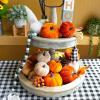 Winlyn 16 Pcs Assorted Small Faux Rustic Harvest Velvet Pumpkins Decorative Rust Orange Gold Olive Gray Fabric Pumpkins Foam Pumpkins Farmhouse Fall Thanksgiving Halloween Table Centerpiece Decor(Orange Brown)