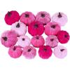 Winlyn 16 Pcs Assorted Small Faux Rustic Harvest Velvet Pumpkins Decorative Rust Orange Gold Olive Gray Fabric Pumpkins Foam Pumpkins Farmhouse Fall Thanksgiving Halloween Table Centerpiece Decor(Pink)