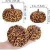 Winlyn 16 Pcs Assorted Small Faux Rustic Harvest Velvet Pumpkins Decorative Rust Orange Gold Olive Gray Fabric Pumpkins Foam Pumpkins Farmhouse Fall Thanksgiving Halloween Table Centerpiece Decor(Leopard Print)