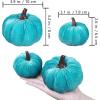 Winlyn 16 Pcs Assorted Small Faux Rustic Harvest Velvet Pumpkins Decorative Rust Orange Gold Olive Gray Fabric Pumpkins Foam Pumpkins Farmhouse Fall Thanksgiving Halloween Table Centerpiece Decor(Blue)