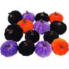 Winlyn 16 Pcs Assorted Small Faux Rustic Harvest Velvet Pumpkins Decorative Rust Orange Gold Olive Gray Fabric Pumpkins Foam Pumpkins Farmhouse Fall Thanksgiving Halloween Table Centerpiece Decor(Halloween Color)