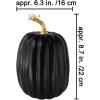 Winlyn 2 Pcs Large Artificial Pumpkins 8.7″ Harvest Cream Faux Pumpkins Decorative Pumpkins Big Foam Pumpkins for Fall Autumn Wedding Baby Shower Thanksgiving Halloween Party Decor Table Centerpiece(Black)