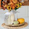 Winlyn 2 Pcs Large Artificial Pumpkins 8.7″ Harvest Cream Faux Pumpkins Decorative Pumpkins Big Foam Pumpkins for Fall Autumn Wedding Baby Shower Thanksgiving Halloween Party Decor Table Centerpiece(Gold Brush White)