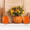 Winlyn 2 Pcs Large Artificial Pumpkins 8.7″ Harvest Cream Faux Pumpkins Decorative Pumpkins Big Foam Pumpkins for Fall Autumn Wedding Baby Shower Thanksgiving Halloween Party Decor Table Centerpiece(Orange)