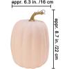 Winlyn 2 Pcs Large Artificial Pumpkins 8.7″ Harvest Cream Faux Pumpkins Decorative Pumpkins Big Foam Pumpkins for Fall Autumn Wedding Baby Shower Thanksgiving Halloween Party Decor Table Centerpiece(Light Pink)