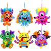 Winlyn 24 Sets Fall Kids Crafts DIY Monster Ornaments Decorations Art Sets Foam Monster Stickers Googly Eyes for Kids Autumn Halloween Classroom Party Activities