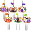 Winlyn 24 Sets Halloween Crafts Fall Pumpkin Crafts DIY Unfinished Paintable Wooden Pumpkin Wind Chimes Ornaments Craft Kits for Kids Classroom Activities Art Project Halloween Decoration Party Favors