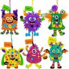 Winlyn 24 Sets Halloween Fall Crafts Kits for Kids DIY Monster Ornaments Foam Monster Crafts Arts and Crafts for Kids Classroom Art Activities Party Favors