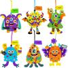 Winlyn 24 Sets Halloween Monster Craft Kits Halloween Crafts for Kids Individual Fall Crafts DIY Monster Ornaments Foam Halloween Arts and Crafts for Kids Classroom Activities Art Project Party Favors