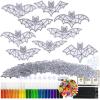 Winlyn 27 Set Halloween Bat Suncatchers & Ornaments DIY Window Paint Art Kits for Kids Fall Classroom Activities