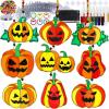 Winlyn 27 Sets Halloween Pumpkin Suncatchers Ornaments Decorations DIY Window Paint Art Suncatchers Craft Kits Jack-O’-Lantern Sun Catchers for Kids Classroom Activities Fall Halloween Art Project